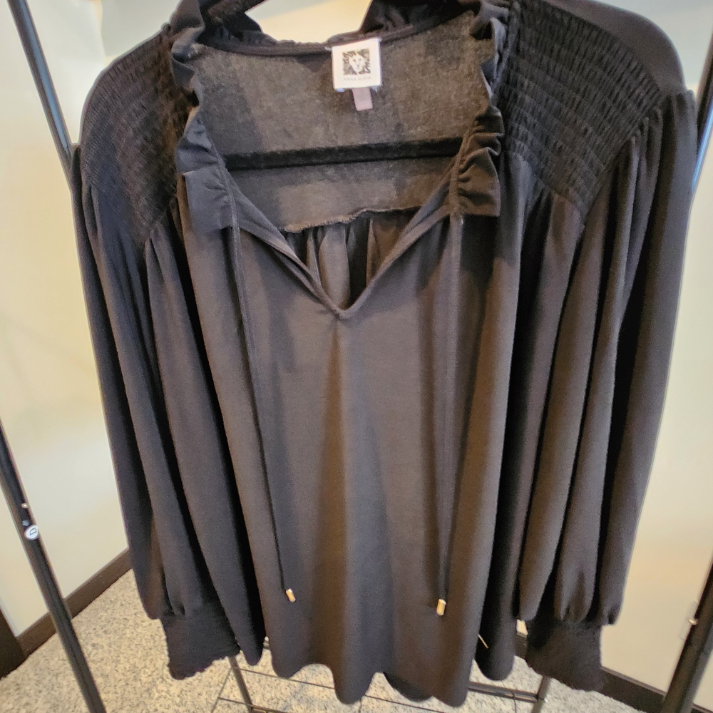 Anne Klein Elegant Black Blouse Plus Size 1x